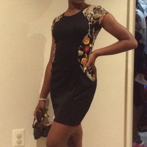 black flower sleeved dress